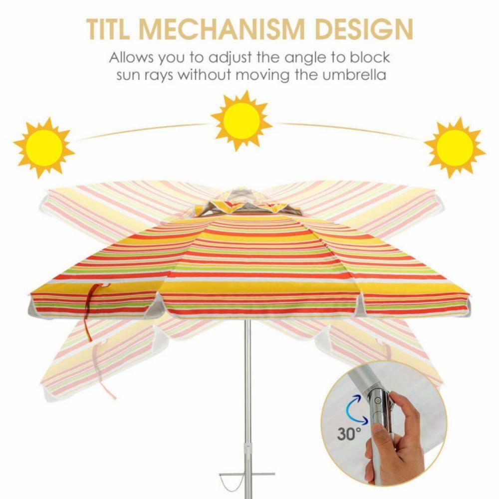 Topcobe 6.5 Feet Patio Beach Umbrella with Waterproof Polyester Fabric, Sunbrella Umbrella Outdoor Patio, Orange