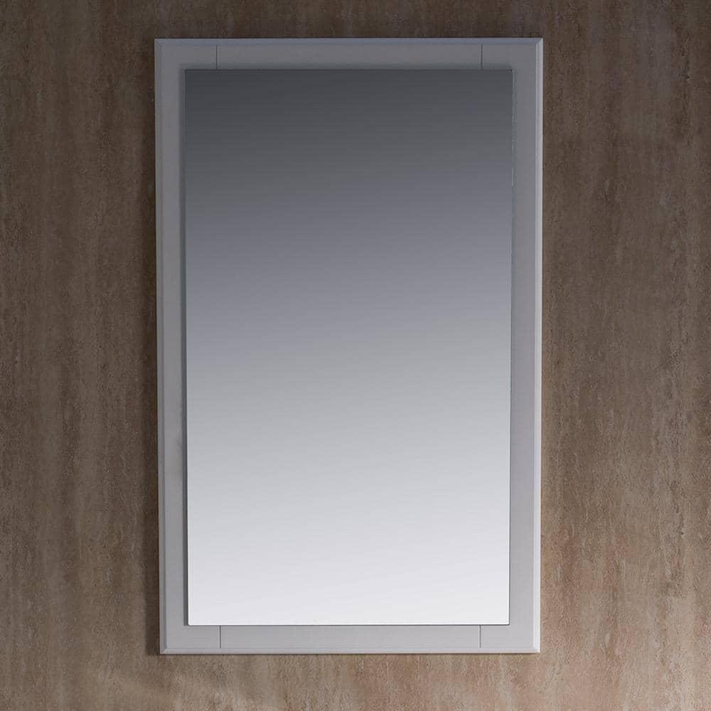 Elegant Antique White Carved Wood 20"x32" Bathroom Vanity Mirror