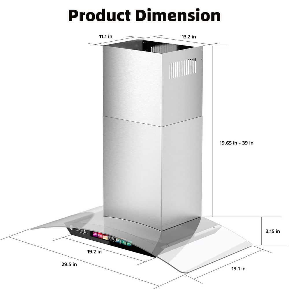 BRANO 30 inch Wall Mount Range Hood 900 CFM, Voice/Gesture/Touch Control, Stainless Steel Kitchen Hood Vent with 4 Speed Exhaust Fan, Adjustable Lights, Memory Mode