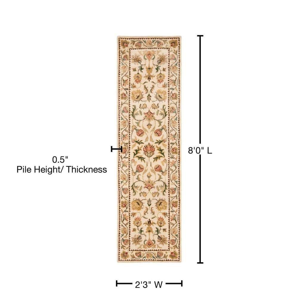 SAFAVIEH Bergama Michayla Oriental Wool Runner Rug, Ivory, 2'3" x 8'