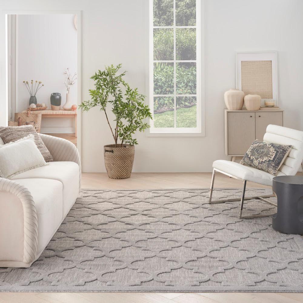 Nourison Easy Care 9' x 12' Silver Grey Indoor/Outdoor Rug