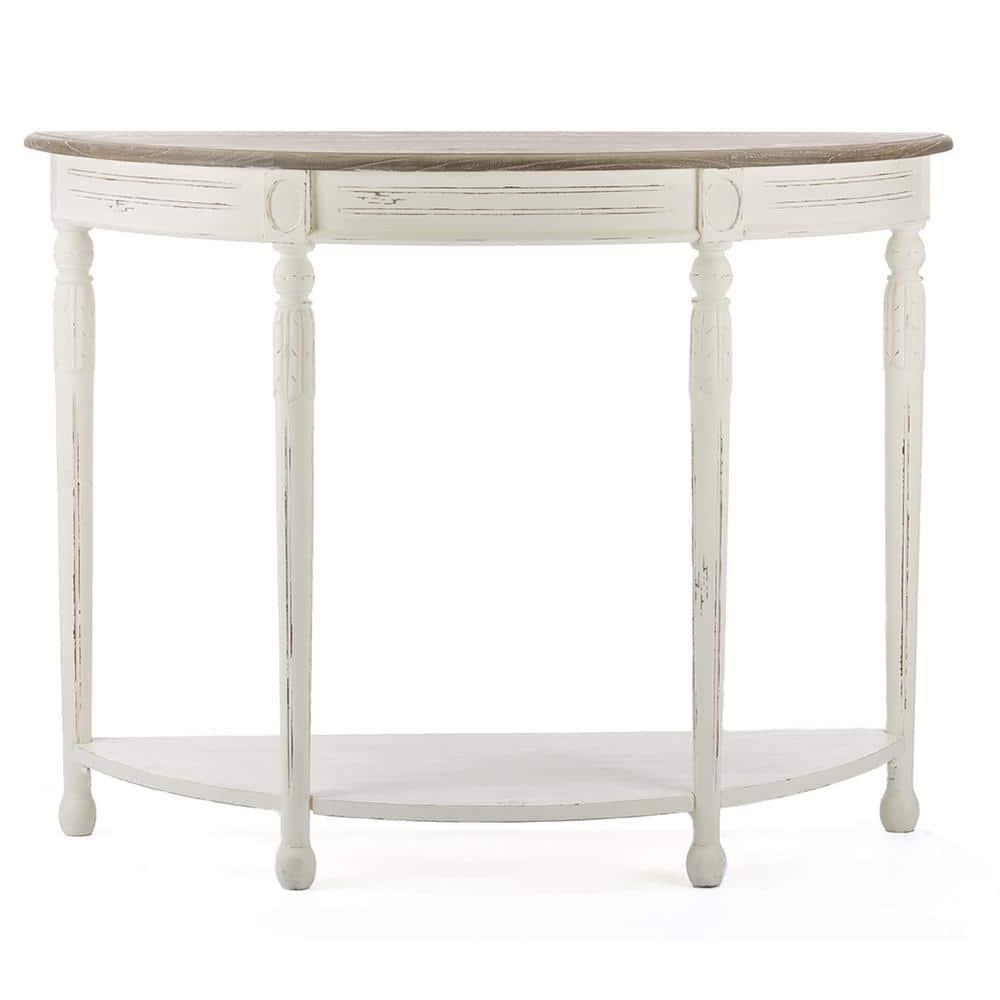 Baxton Studio Vologne Console Table in Antique White and Natural