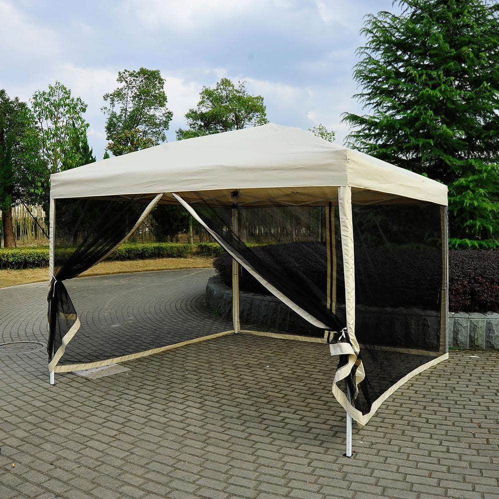 Outsunny 10' x 10' Pop Up Canopy Tent with Breathable Mesh Sidewalls, Easy Height Adjustable, Easy Transport Carrying Bag for Backyard Garden Patio