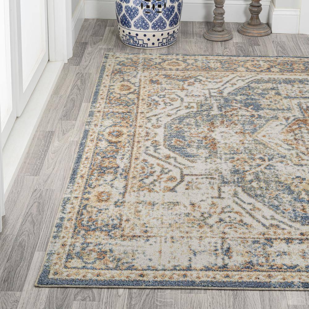 JONATHAN Y Keesha Bold Distressed Medallion Low-Pile Machine-Washable Blue/Cream 5 ft. x 8 ft. Area Rug