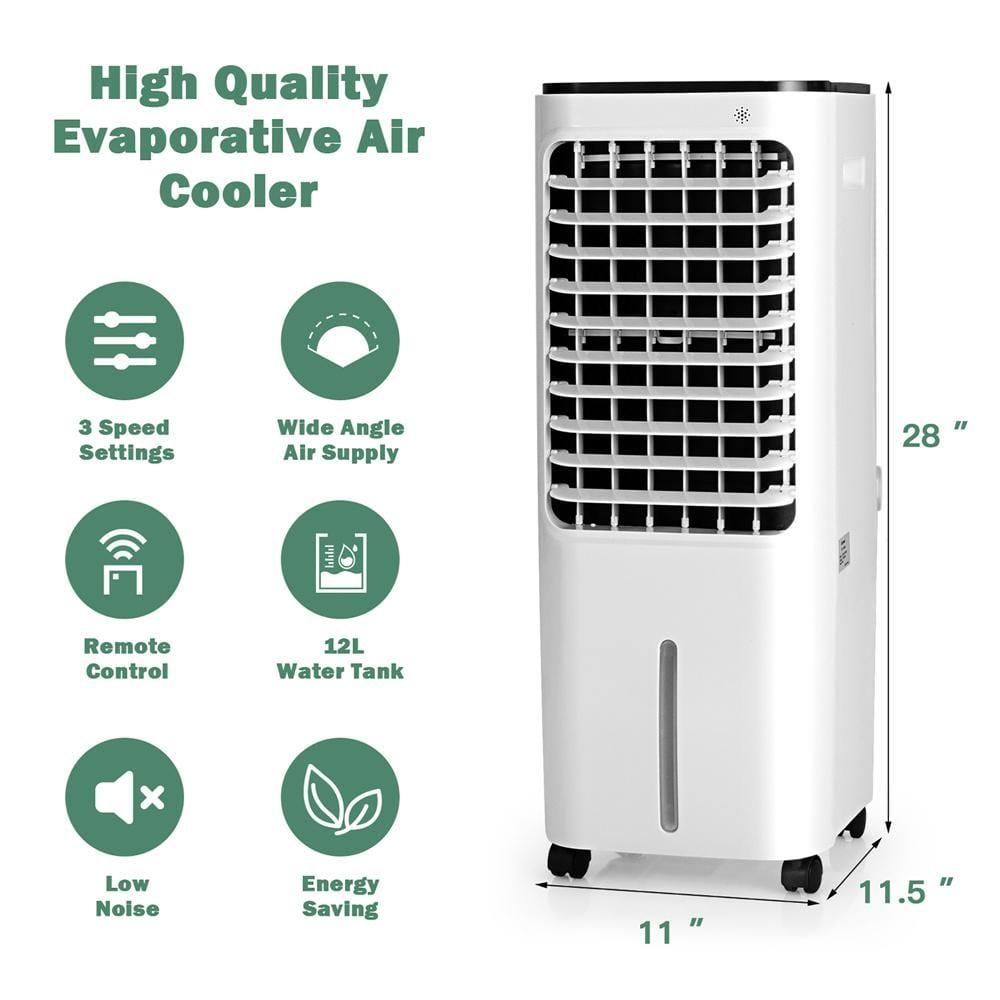 Costway 4-in-1 Portable Evaporative Air Cooler 12L Water Tank 4 Ice Boxes