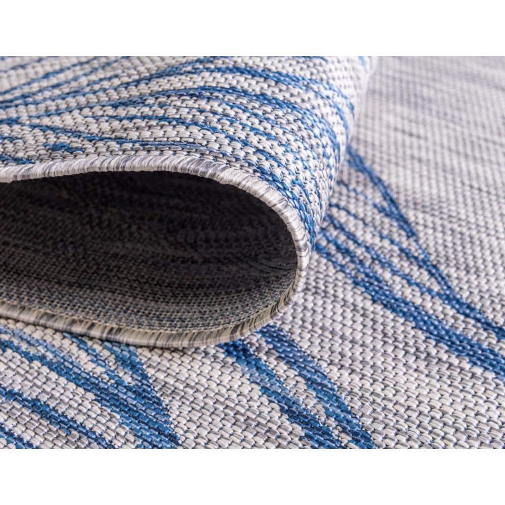 Unique Loom 4' 1 x 6' 1 Rectangle Indoor/Outdoor Botanical Light Gray Area Rug