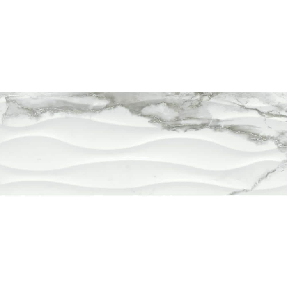Emser Tile Sculpture Wav Venato 13 in. x 36 in. Glossy Ceramic Wall Tile (12.93 sq. ft./Case)