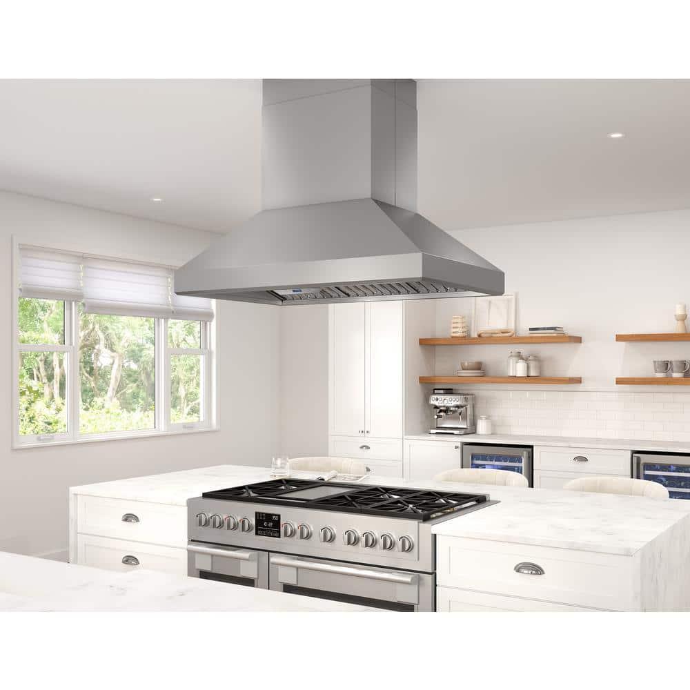 Zephyr Zephyr Titan 42 in. 750 CFM Island Mount Range Hood with LED Light in Stainless Steel AK7742BS