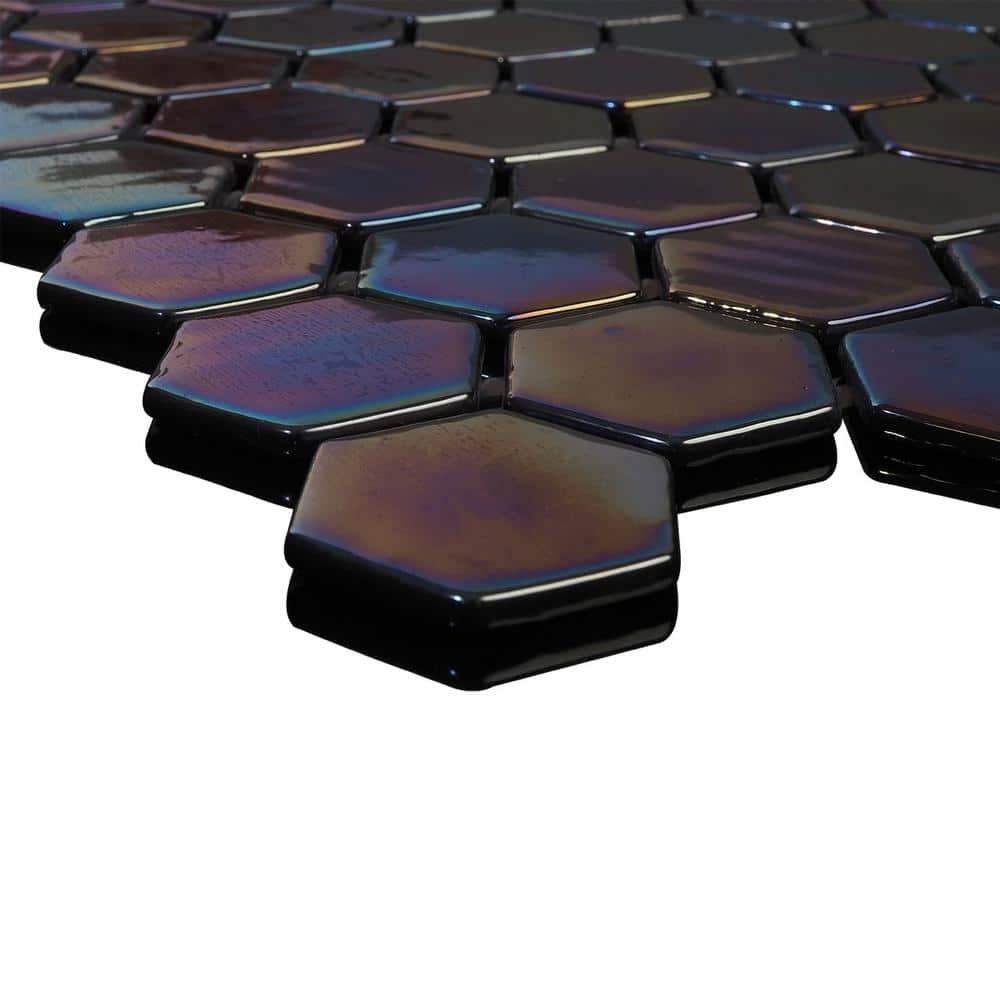 Glass Tile Love White Hot Love 11 in. X 16.325 in. Hexagonal Glass Mosaic Tile (10.76 sq. ft./case), Ideal for Kitchen Tile, Backsplash Tile, Bathroom Tile, and Pool Tile