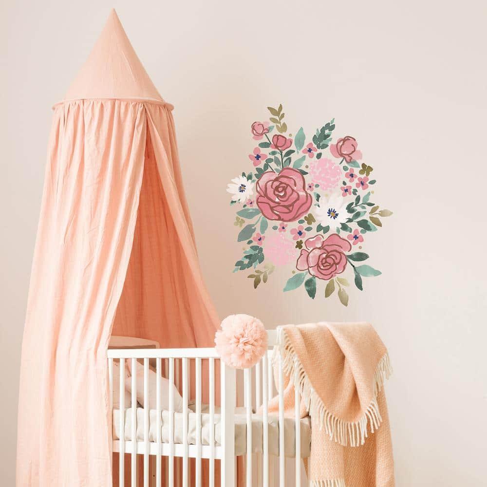 Floral & Gold Pink Peel and Stick Wall Decals by RoomMates, RMK5530GM