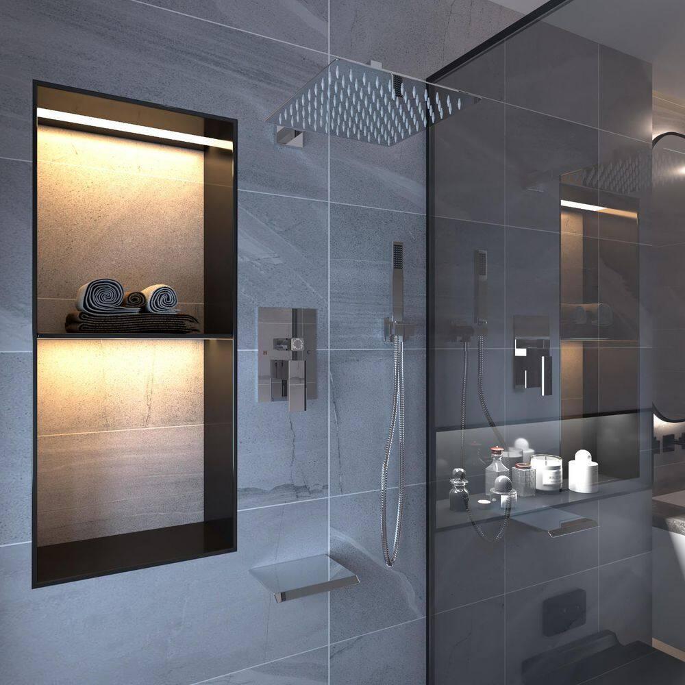 3-Spray Patterns With 2.5 GPM 10 in. Showerhead Wall Mounted Dual Shower Heads With Valve