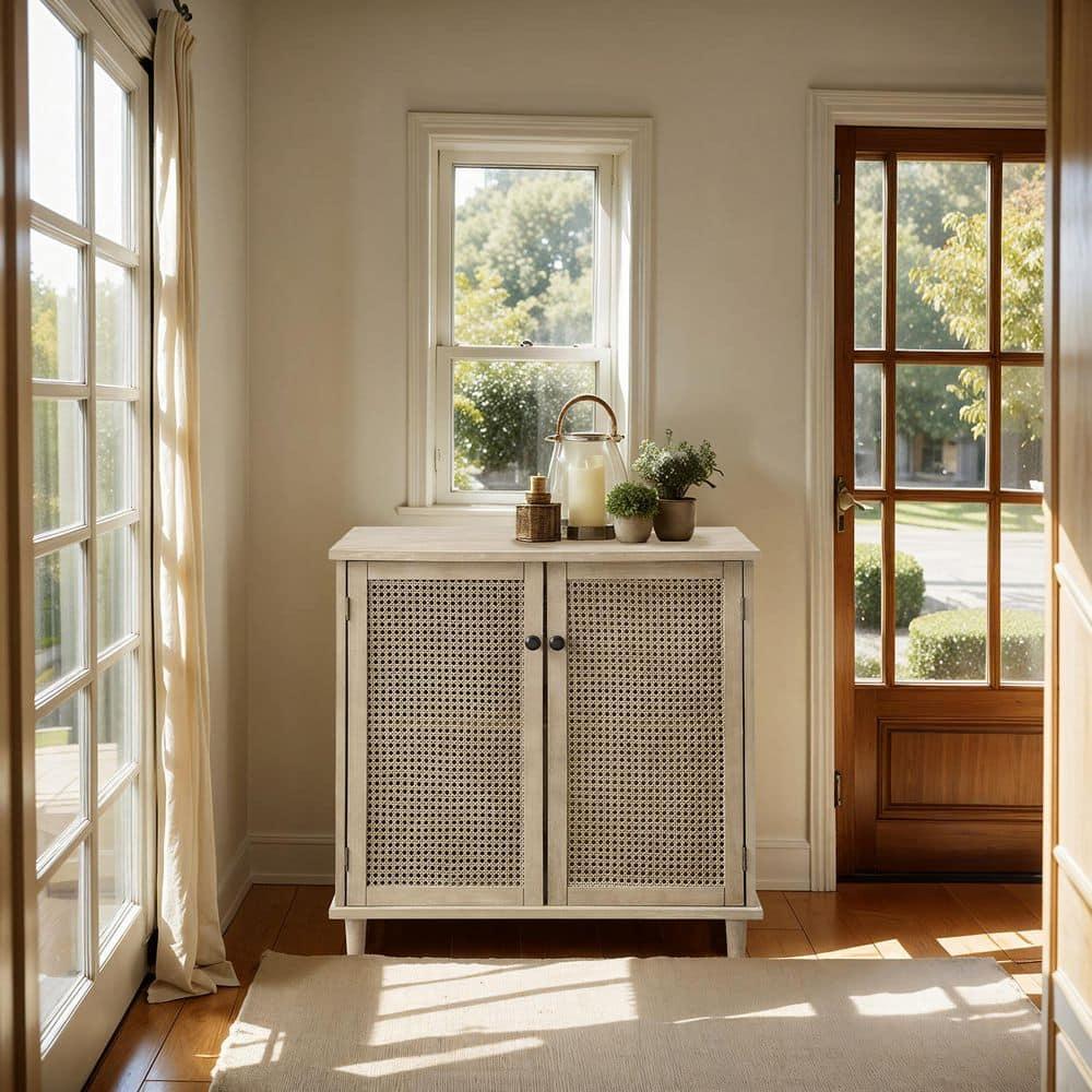 Art Leon Cane Wicker Cabinet Sideboard, Natural