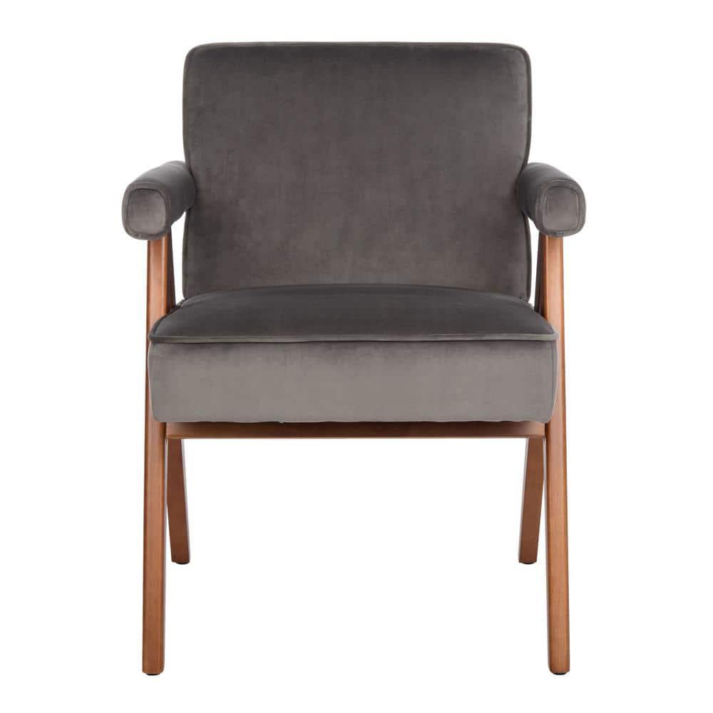 Suri Mid Century Arm Chair - ACH4508 - Dark Grey/Walnut - Safavieh