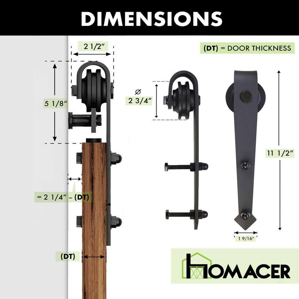 Homacer Black Rustic Sliding Barn Door Hardware Kit, for Two/Double Doors, 5.5ft Long Flat Track, Arrow Design Roller, Heavy Duty, for Interior & Exterior Use