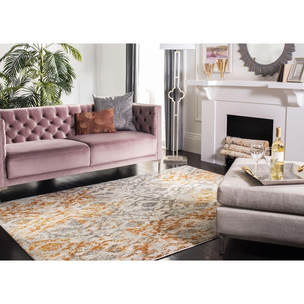 Madison MAD608 Power Loomed Accent Rug - Cream/Orange - 2'3"x4' - Safavieh.