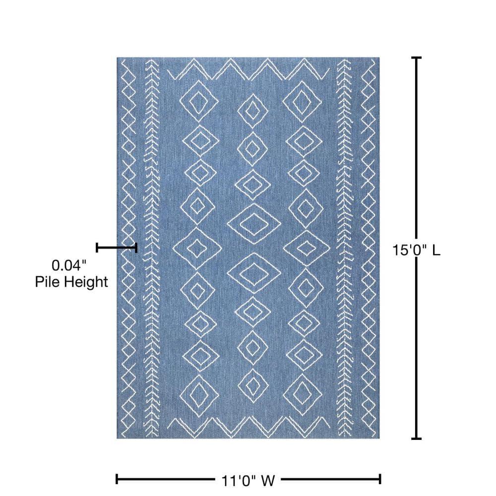 Nuloom Serna Diamond 11x15 Indoor/Outdoor Area Rug for Living Room Patio Deck Front Porch Kitchen, Blue/Ivory
