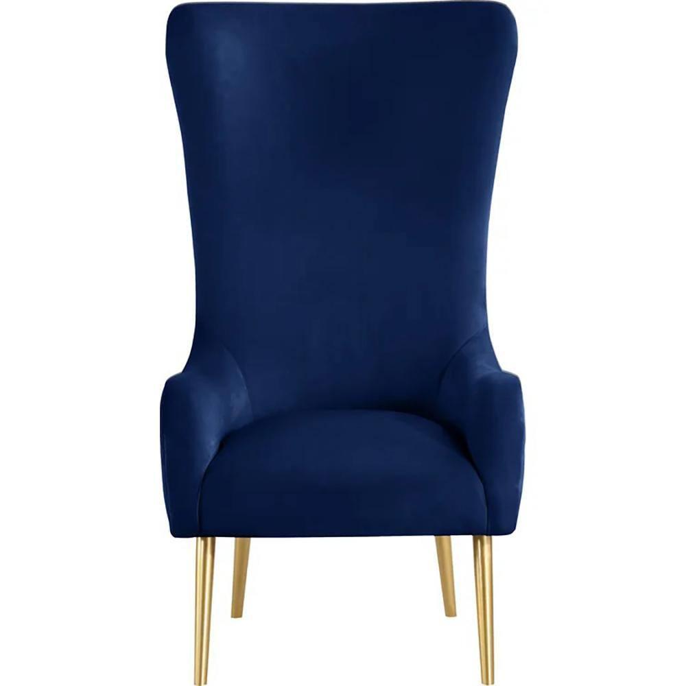 Venetian Navy Tufted Velvet High Back Arm Chair