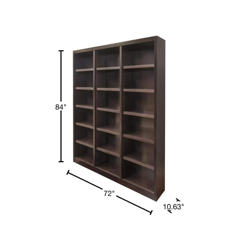 Winston Porter Aliette Triple Wide Wood Bookcase, 18 Bookshelf, 84 inch Tall Storage and Display Bookshelf for Home Office and Living Room
