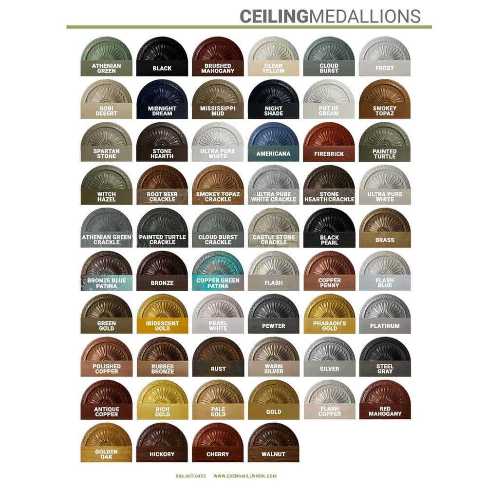 Ekena Millwork Endurathane Bradford Ceiling Medallion, 32 5/8"OD x 2"P (Fits Canopies up to 6 5/8"), Hand-Painted Green Gold Finish CM31DU