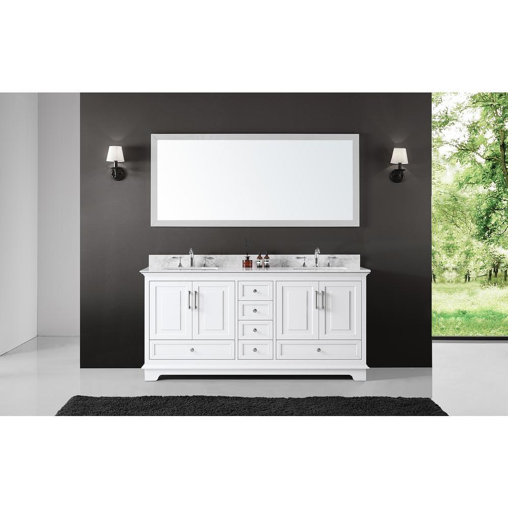 72'' Double Bathroom Vanity with Carrara Marble Top