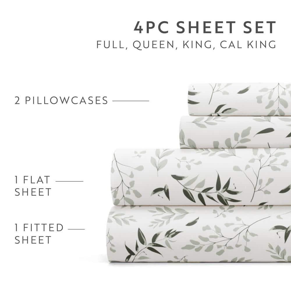 4 Piece Sheet Set Patterned Microfiber Ultra Soft Bedding in Floral Dream