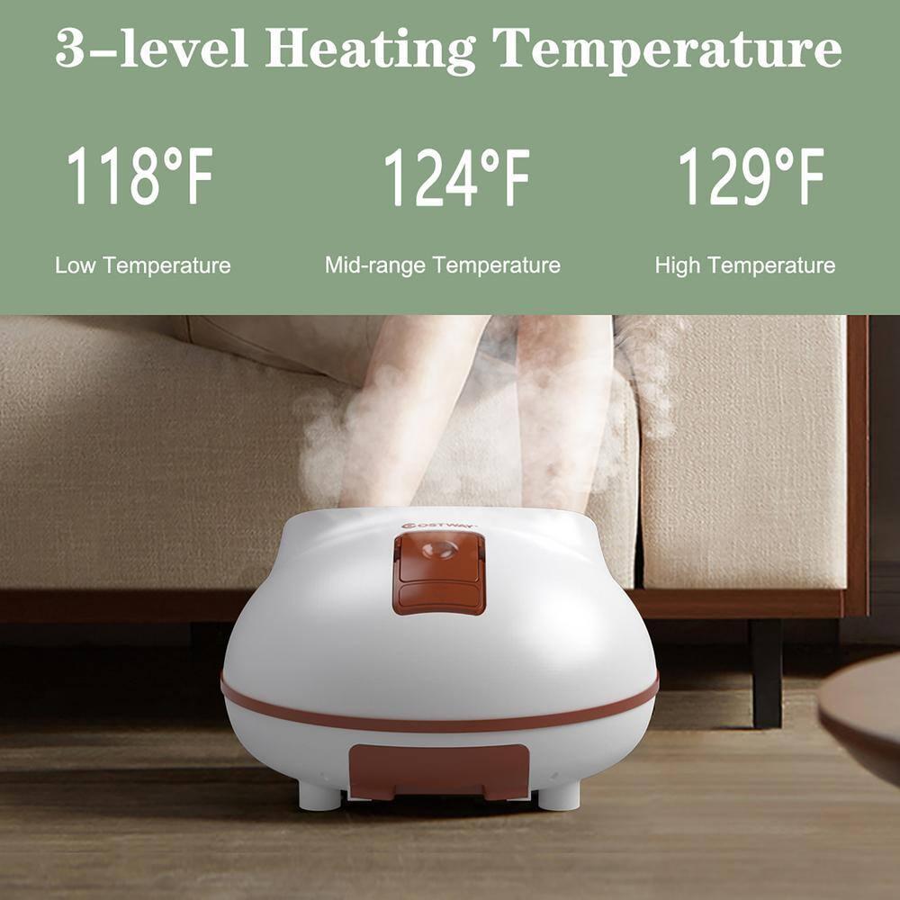 Costway Steam Foot Spa Bath Massager Foot Sauna Care w/ Heating Timer Electric Rollers Brown