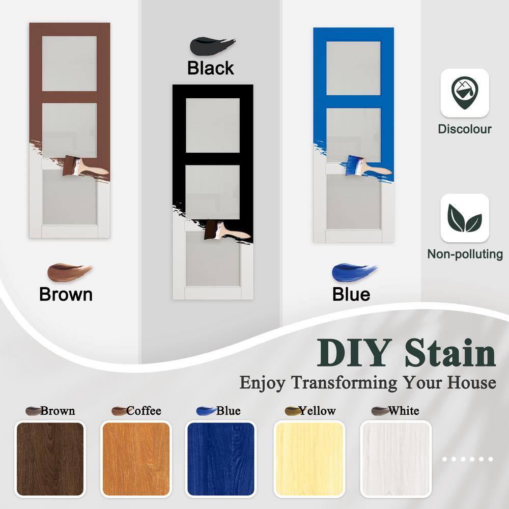 Home Worthy 3-Lite Frosted Glass Solid + Manufactured Wood with Installation Hardware Kit Sliding Barn Door(No Assembly Required) | Wayfair