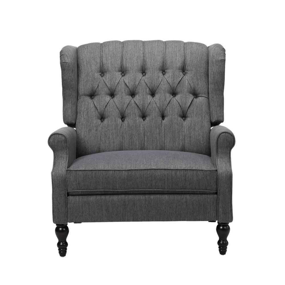 Noble House Khalid Oversized Fabric Push Back Recliner, Gray