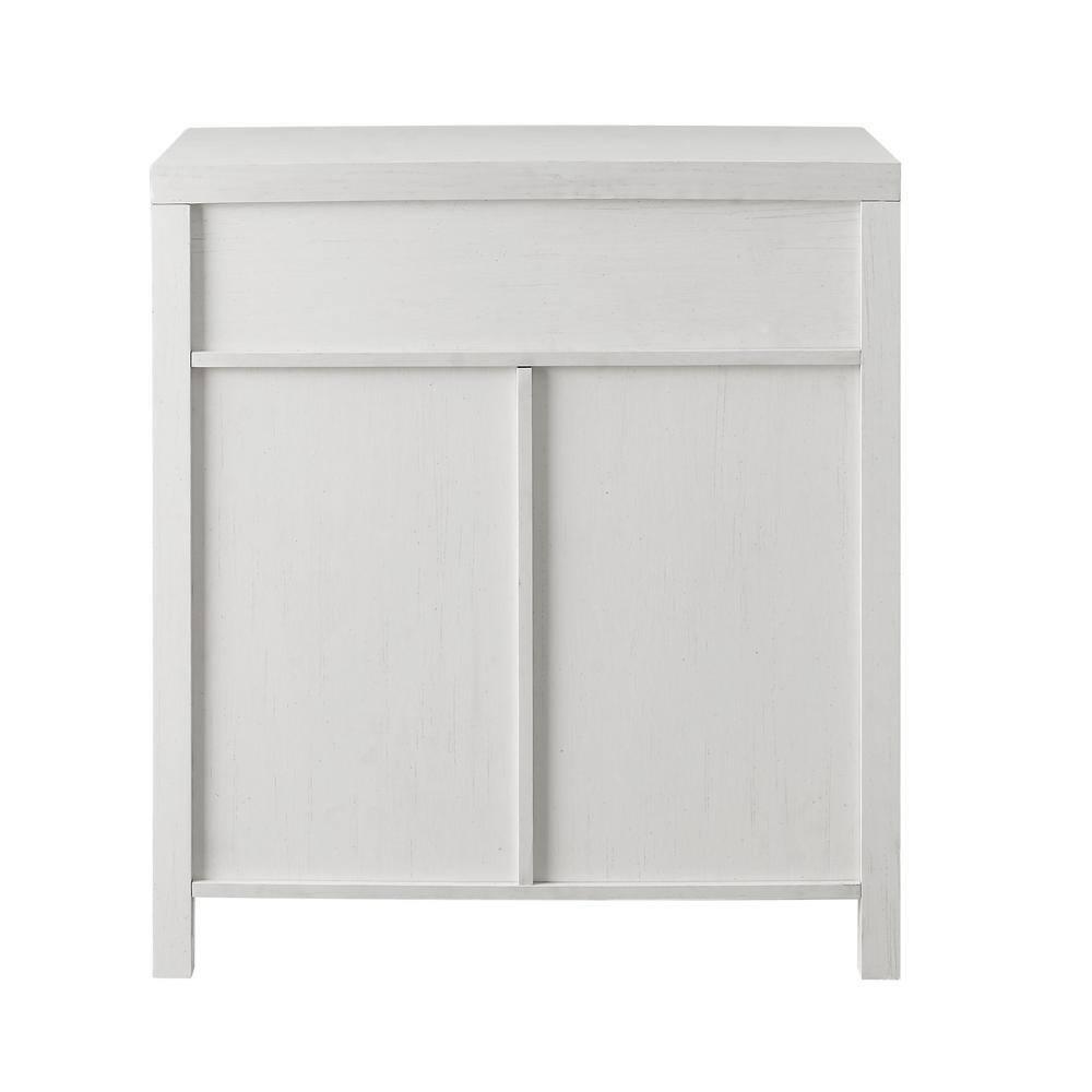 Walker Edison Modern Farmhouse 2 Barn Door Accent Cabinet, Brushed White