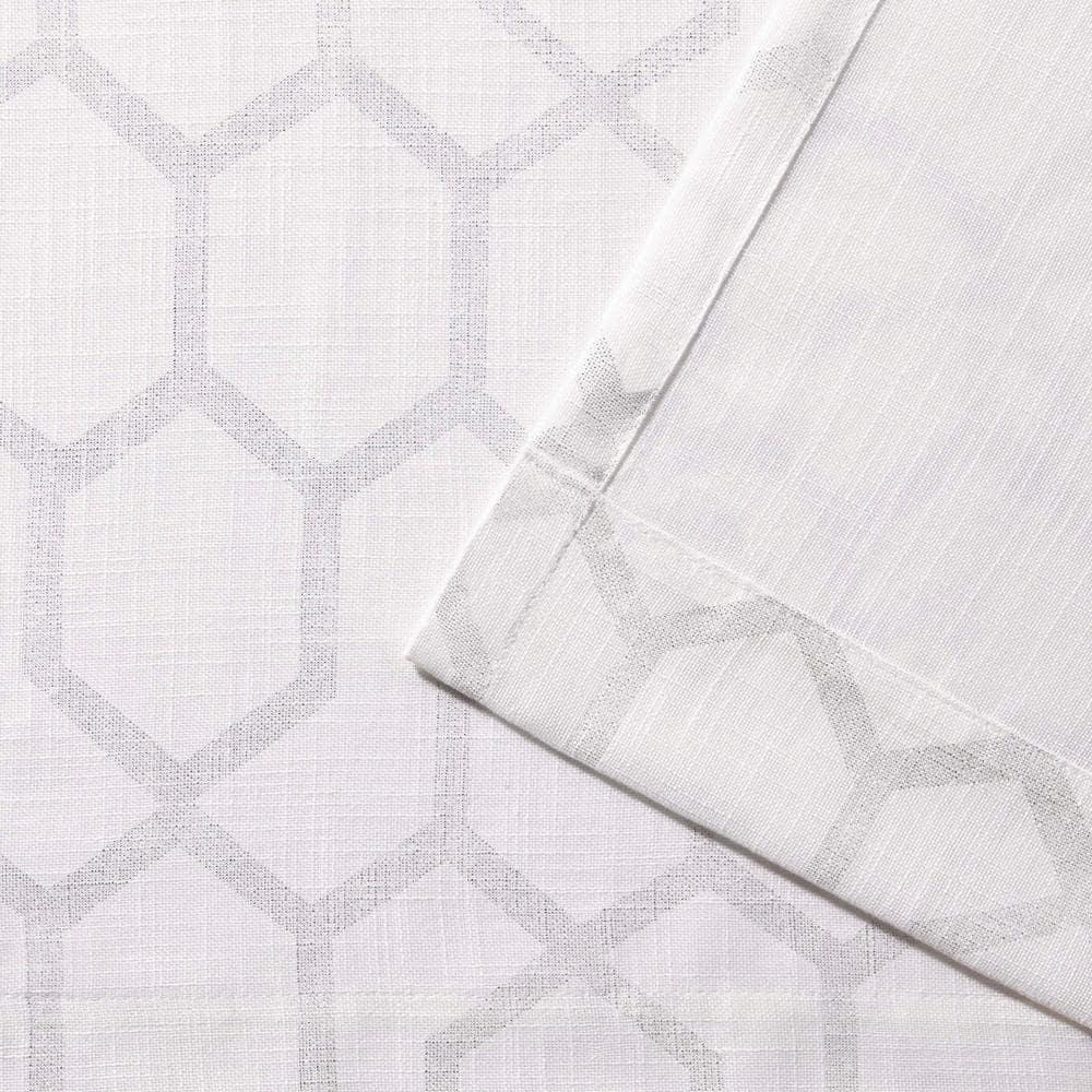 Set of 2 108"x54" Panza Sheer Linen Printed Metallic Geometric Grommet Top Window Curtain Panel White Silver Print - Exclusive Home