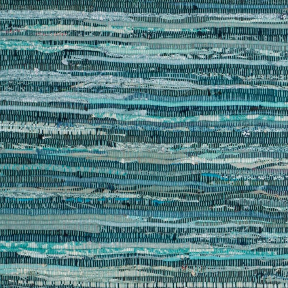 SAFAVIEH Rag Candis Striped Cotton Runner Rug, Turquoise/Multi, 2'3" x 12'
