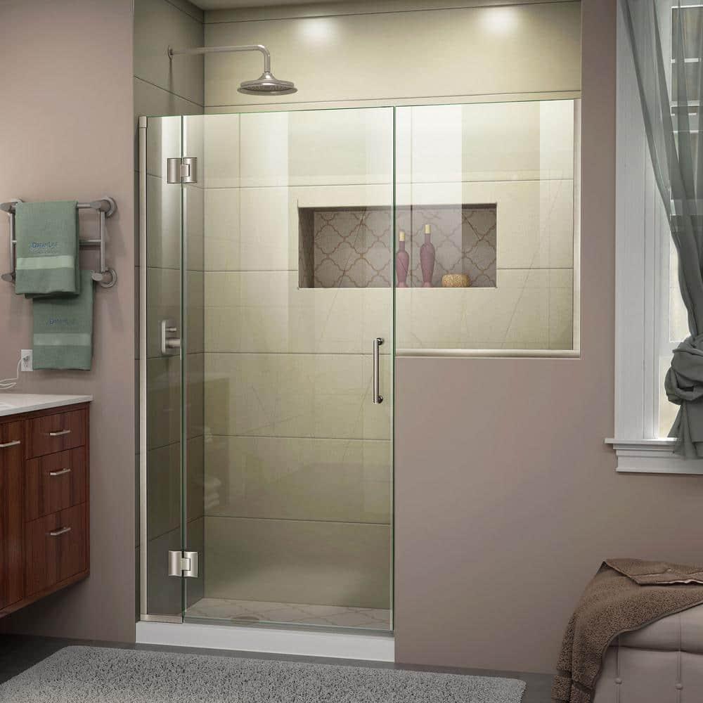 Unidoor-X 72" W x 72" H Frameless Shower Door with Fixed Panel