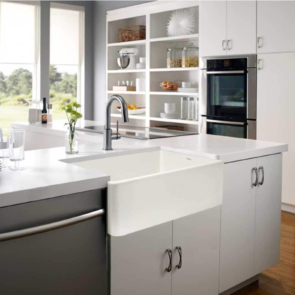 Houzer Platus 33 inch Black Fireclay Apron Front Farmhouse Single Bowl Kitchen Sink - PTG-4300 BL
