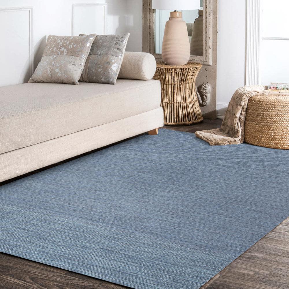 8'x10' Ethan Modern Flatweave Solid  Area Rug, Blue - JONATHAN Y