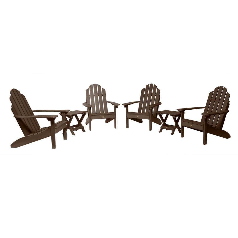 Highwood 6-pc Classic Westport Adirondack Set with 4 Classic Westport Adirondack Chairs and 2 Folding Side Tables - Outdoor, Eco-friendly, Synthetic Wood