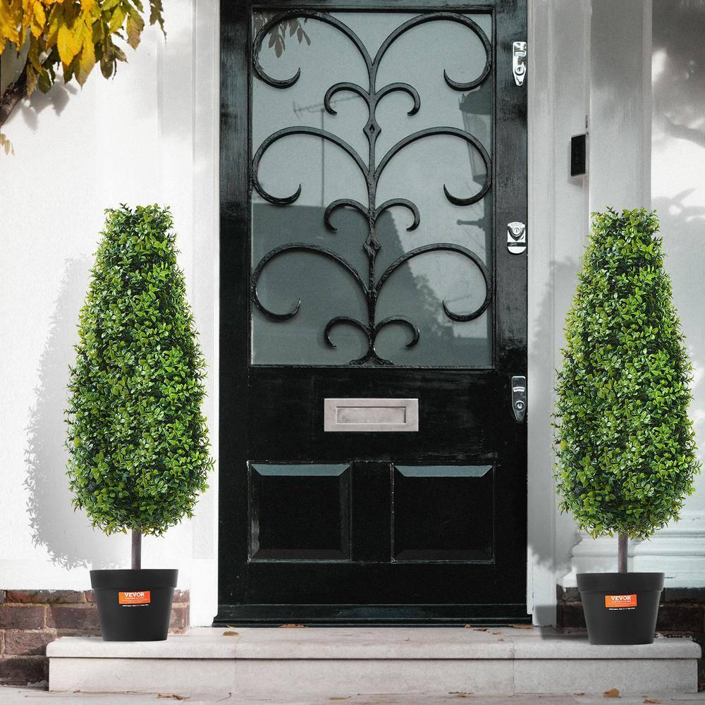 36" Green Plastic Boxwood Topiary Trees with Pots