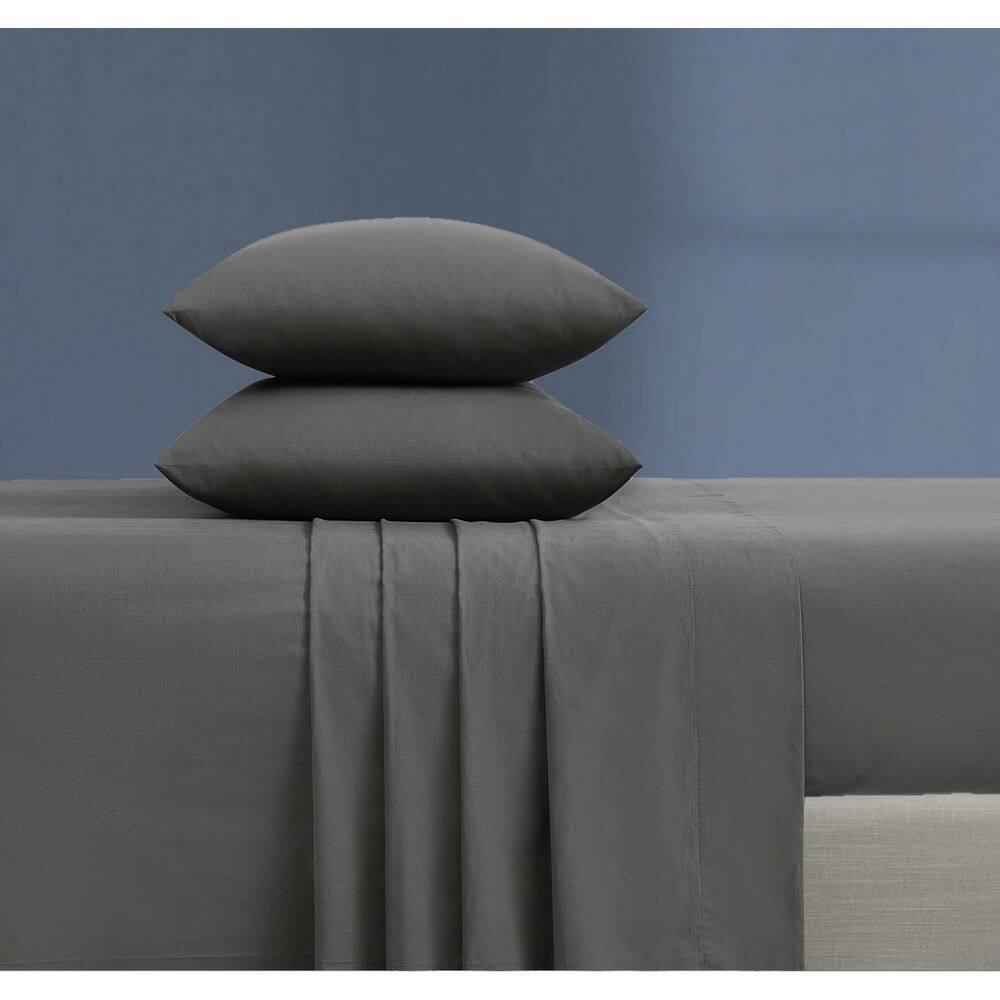 Brooklyn Loom Twin XL 3pc Essential Cotton Sheet Set Gray