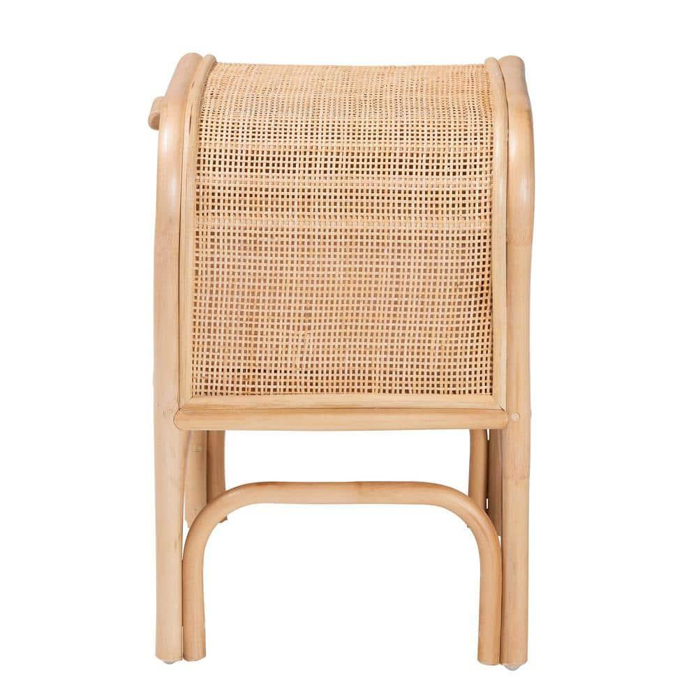 bali & pari Carabella Natural Rattan 1 Drawer Nightstand Natural: Handcrafted, Bohemian Design, Secure Storage