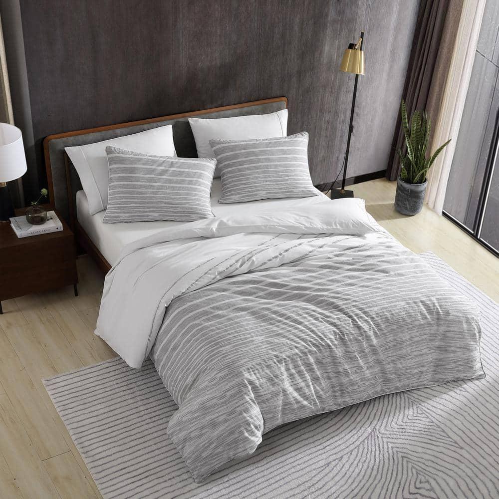 Kenneth Cole Kenneth Cole Abstract Stripe Cotton Grey Comforter Set