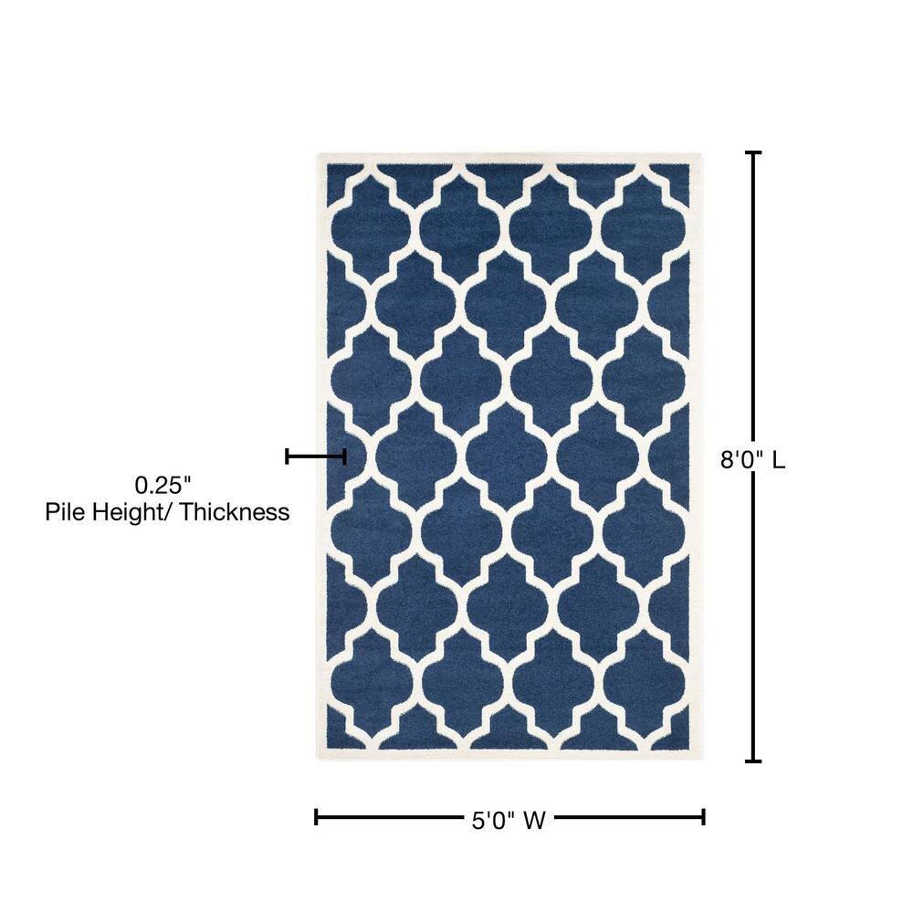 Amherst AMT420 Power Loomed Indoor Area Rug - Navy/Beige - 5'3"x8' - Safavieh