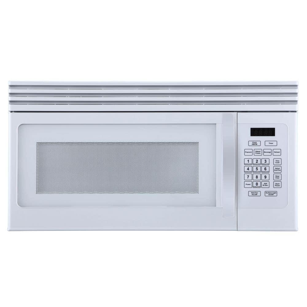 Black+Decker EM044KJNP10A 1.6-Cu. Ft. Over-the-Range Microwave with Top Mount Air Recirculation Vent, White