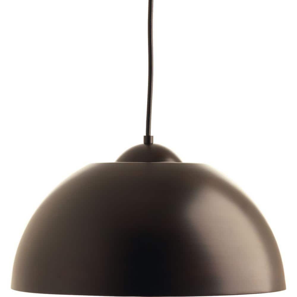 Progress Lighting Dome Collection 1-Light LED Pendant, Satin Aluminum Finish, Painted Silver Interior, Steel Material