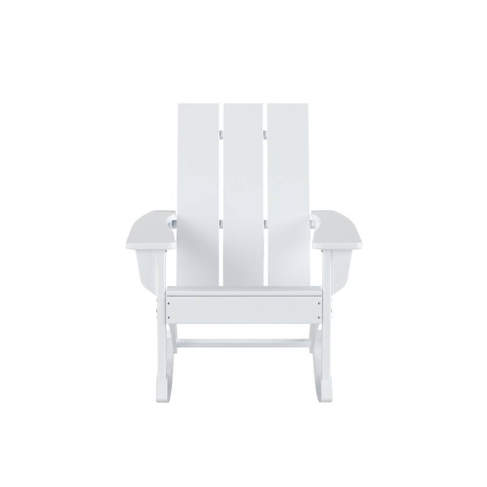 Polytrends  Shoreside Modern Eco-Friendly All Weather Poly Adirondack Rocking Chair White