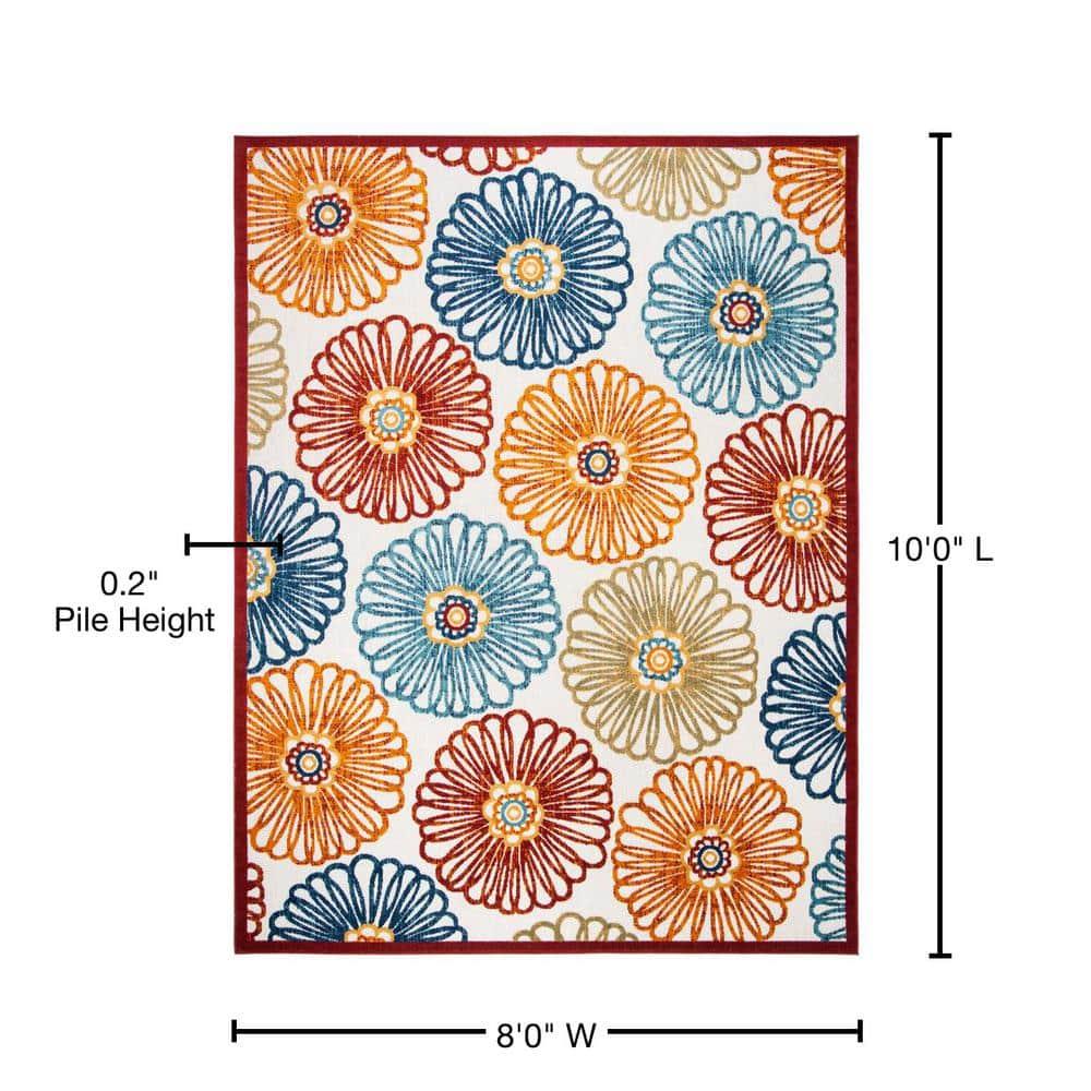 Cabana CBN801 Power Loomed Indoor/Outdoor Area Rug - Creme/Red - 8'x10' - Safavieh.