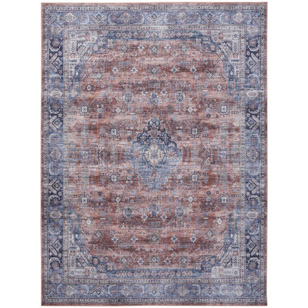 Nourison Washable Brilliance 5'3" x 7'3" Blue/Multi Vintage Indoor Rug