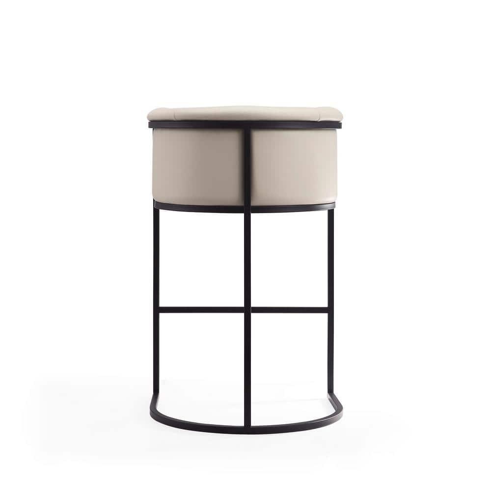 Cosmopolitan Upholstered Metal Barstool Cream - Manhattan Comfort: Midcentury Design, Faux Leather, No Assembly Required