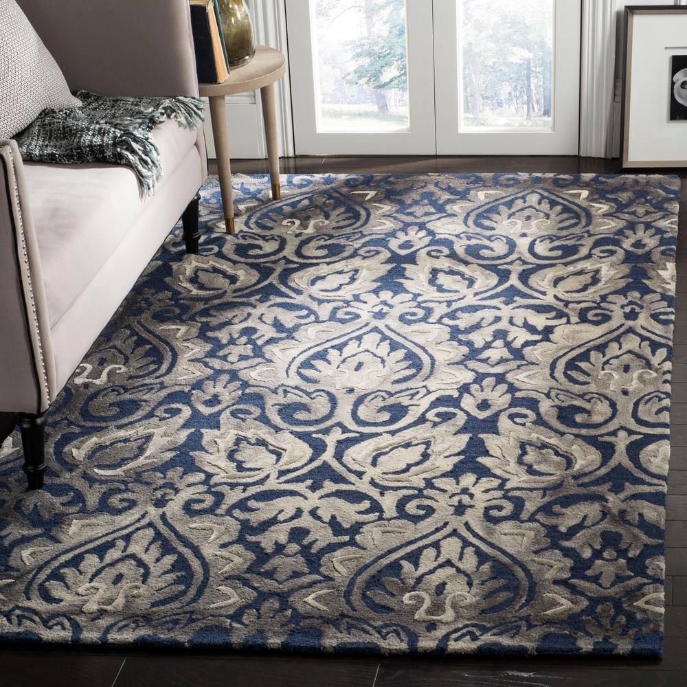 Dip Dye DDY511 Hand Tufted Accent Rug - Navy/Grey - 2'x3' - Safavieh.