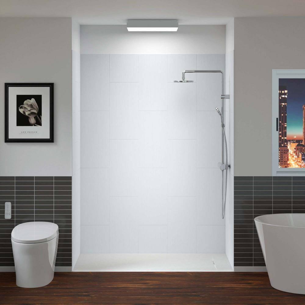 WoodBridge 60'' W 75'' H Framed Rectangle Shower Stall SWP603675-3-SB-M+SUS-WH-6036