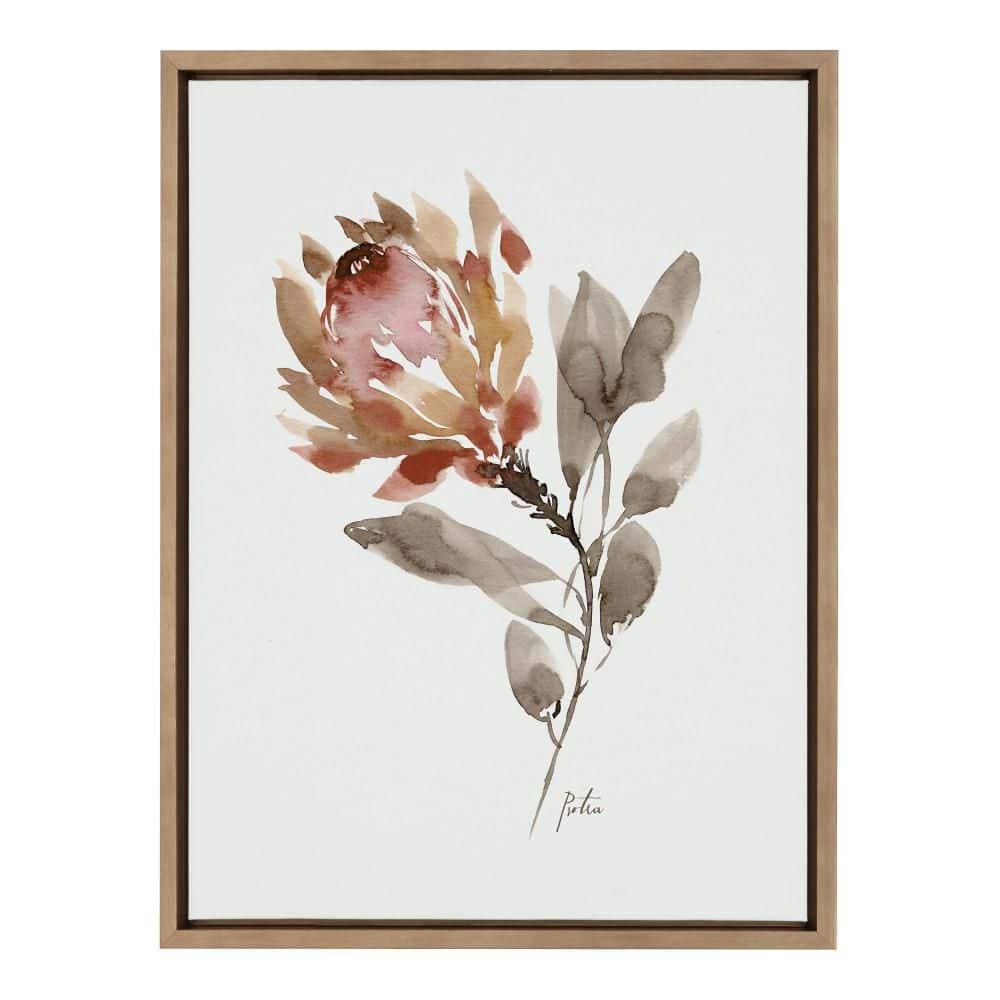 18" x 24" Sylvie Wild King Protea Framed Canvas by Sara Berrenson Gold - Kate & Laurel All Things Decor: Vertical Botanical Digital Art