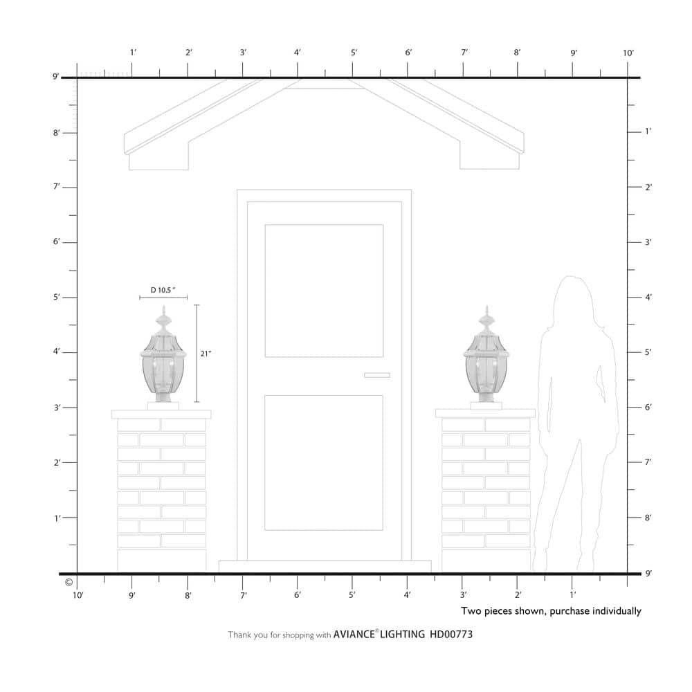 Lighting Lumens Outdoor Post Lantern Pendant with Clear Glass Shade - 2 Light Fixture